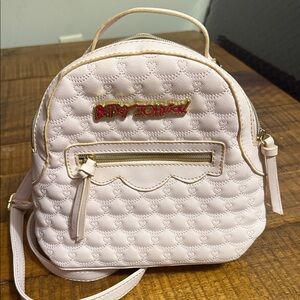 Betsey Johnson Light Pink Quilted Backpack mini purse